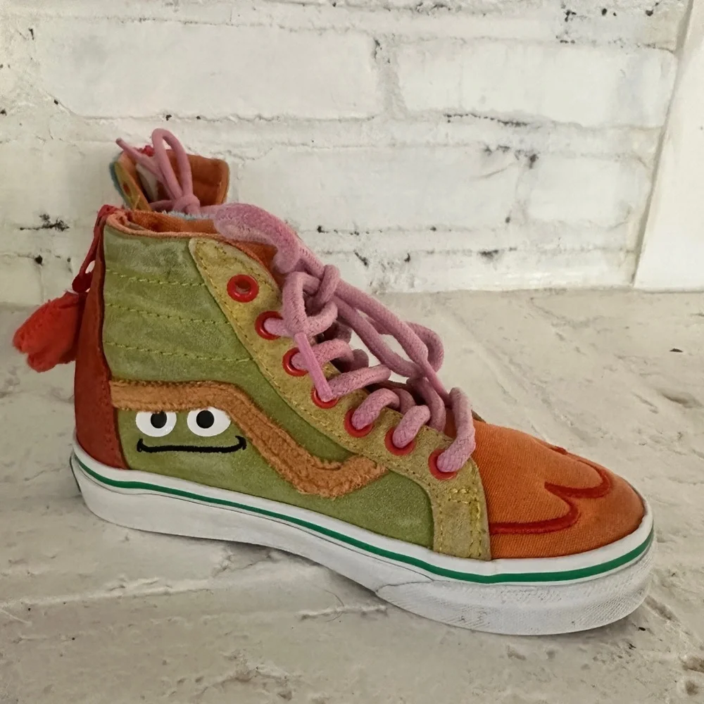 Vans x Sesame Street Sk8-Hi Zip Kids Sneakers Size 12 Cookie Monster Elmo - Picture 4 of 11